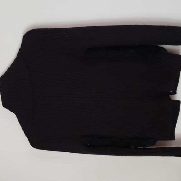 Banana Republic wool & faux fur zip up sweater, ribbed sweater, women size small - Picture 6 of 6